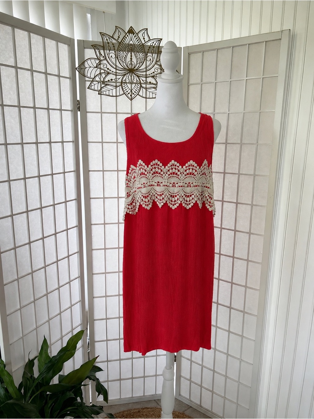 🍁 Summer Markdowns • Fall Soon Pre-Loved Coral Gauze Dress | XXL